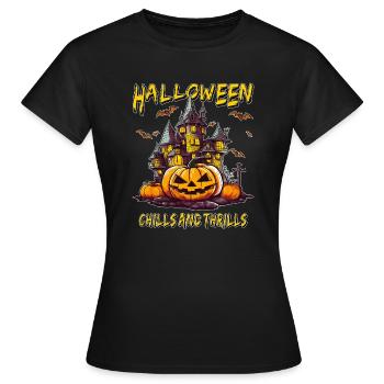 HALLOWEEN CHILLS AND THRILLS - Frauen T-Shirt - Schwarz - Vorne - AI Model Female 172 dark (172cm)