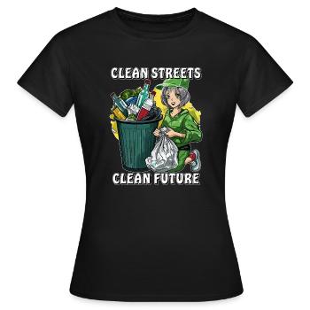 RUES PROPRES, FUTURE POUBELLE PROPRE AVENIR - T-shirt Femme - noir - Devant - AI Model Female 172 dark (172cm)