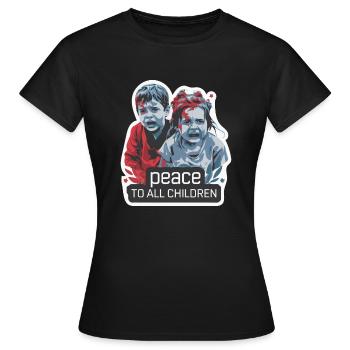 PAIX À TOUS LES ENFANTS - T-shirt Femme - noir - Devant - AI Model Female 172 dark (172cm)