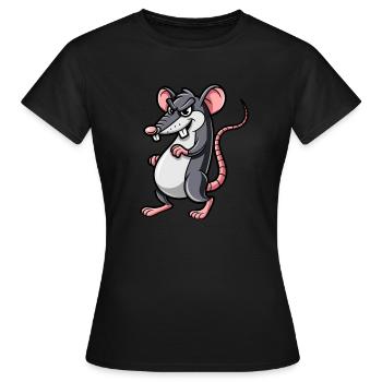 RATTE Grimmig - Frauen T-Shirt - Schwarz - Vorne - AI Model Female 172 dark (172cm)