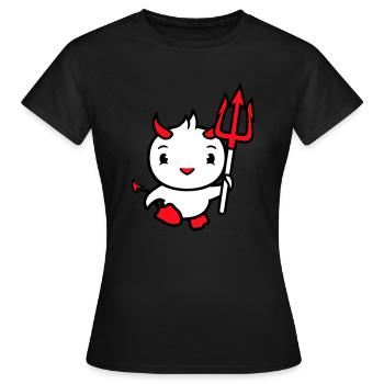 oiseau diable cornes satan trident enfer mal cool - T-shirt Femme - noir - Devant - AI Model Female 172 dark (172cm)