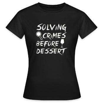 Krimi-Dinner-Spaß-Nacht - Frauen T-Shirt - Schwarz - Vorne - AI Model Female 172 dark (172cm)