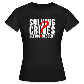 Krimi-Dinner-Spaß-Nacht - Frauen T-Shirt - Schwarz - Vorne - AI Model Female 172 dark (172cm)