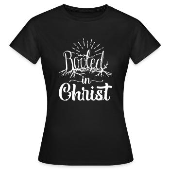 Enraciné dans le Christ - T-shirt Femme - noir - Devant - AI Model Female 172 dark (172cm)