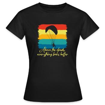 Au-dessus des nuages Passionné de paramoteur - T-shirt Femme - noir - Devant - AI Model Female 172 dark (172cm)