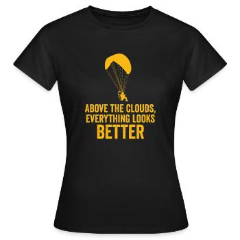 Au-dessus des nuages Passionné de paramoteur - T-shirt Femme - noir - Devant - AI Model Female 172 dark (172cm)