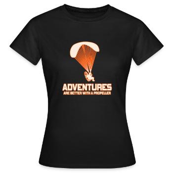 Abenteuer sind besser mit einem Propeller - Frauen T-Shirt - Schwarz - Vorne - AI Model Female 172 dark (172cm)