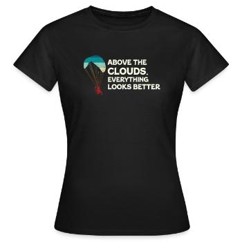 Au-dessus des nuages Passionné de paramoteur - T-shirt Femme - noir - Devant - AI Model Female 172 dark (172cm)