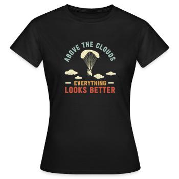 Au-dessus des nuages Passionné de paramoteur - T-shirt Femme - noir - Devant - AI Model Female 172 dark (172cm)