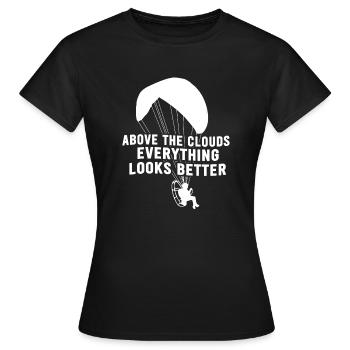 Au-dessus des nuages, tout semble mieux - T-shirt Femme - noir - Devant - AI Model Female 172 dark (172cm)