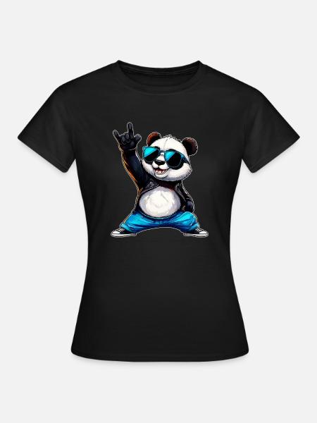 PANDABÄR - Dame-T-shirt - sort