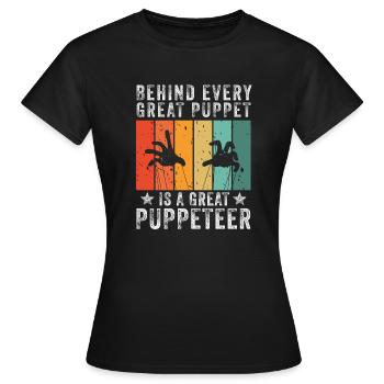 Puppetry Puppeteer Puppet Puppets - Women's T-Shirt - black - Front - AI Model Female 172 dark (172cm)