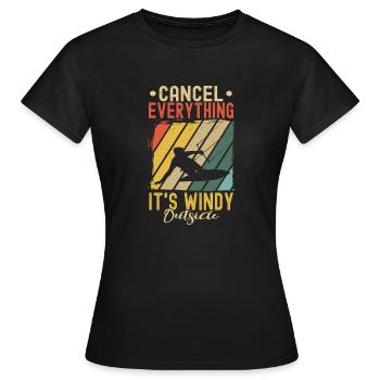 Kitesurfen Alles Absagen, Es Ist Windig Draußen - Frauen T-Shirt - Schwarz - Vorne - AI Model Female 172 dark (172cm)