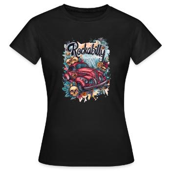 Rockabilly Vintage Hot Rod Skull - Frauen T-Shirt - Schwarz - Vorne - AI Model Female 172 dark (172cm)