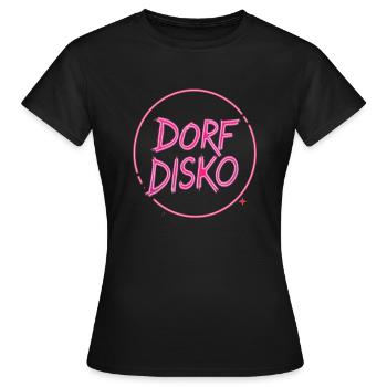 Dorf DISKO - Frauen T-Shirt - Schwarz - Vorne - AI Model Female 172 dark (172cm)