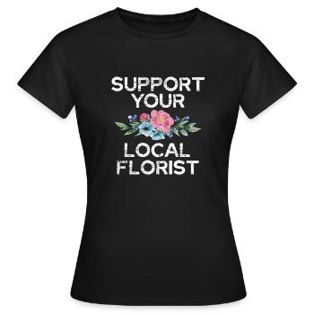 Soutenez votre fleuriste local avec - T-shirt Femme - noir - Devant - AI Model Female 172 dark (172cm)