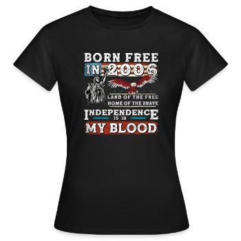 Né libre en 2006 - 19 ans de fierté américaine - T-shirt Femme - noir - Devant - AI Model Female 172 dark (172cm)