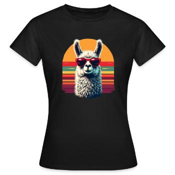 Lunettes de soleil rétro alpaga lama bande dessinée Andes Cool - T-shirt Femme - noir - Devant - AI Model Female 172 dark (172cm)