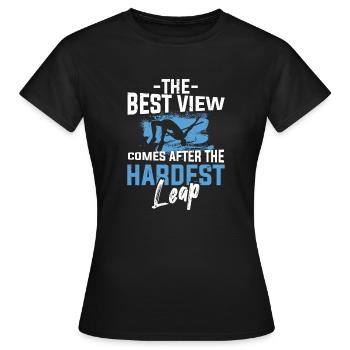Saut en hauteur Meilleure vue après le saut le plus difficile - T-shirt Femme - noir - Devant - AI Model Female 172 dark (172cm)