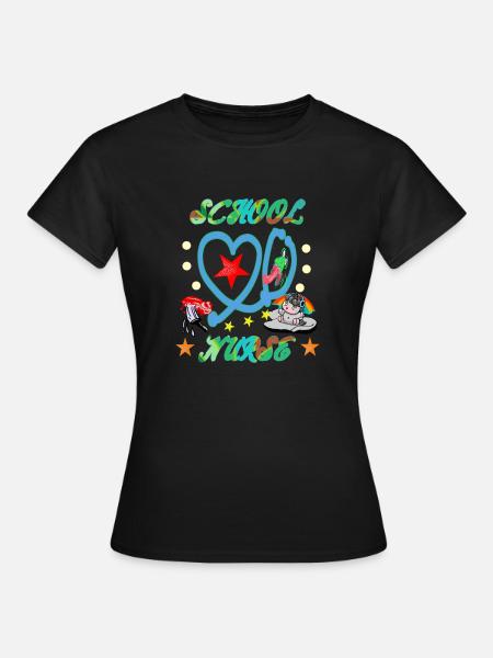 Bunte Schulkrankenschwester - Frauen T-Shirt - Schwarz