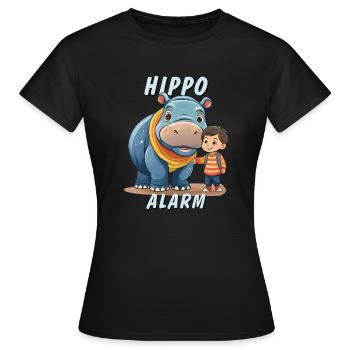 ALARME HIPPOPOTAME ENFANT - T-shirt Femme - noir - Devant - AI Model Female 172 dark (172cm)