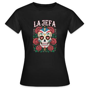 Dia De Los Muertos Décoration Sucre De Tête Mexicain - T-shirt Femme - noir - Devant - AI Model Female 172 dark (172cm)