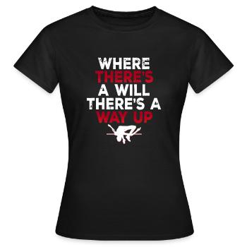 Saut en hauteur Là où il y a une volonté, Il y a un moyen de monter - T-shirt Femme - noir - Devant - AI Model Female 172 dark (172cm)