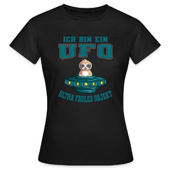 Ich Bin Ein UFO Ultra Faules Objekt Faultier Alien - Frauen T-Shirt - Schwarz - Vorne - AI Model Female 172 dark (172cm)