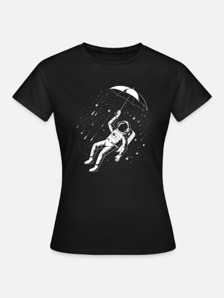 Astronaut im Regen - Space Design - Frauen T-Shirt - Schwarz