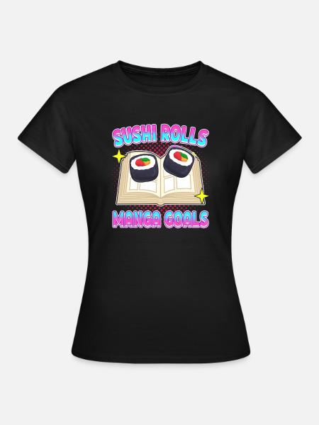 Kawaii Giapponese Anime Manga Otaku Sushi - Maglietta da donna - nero