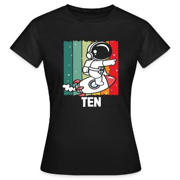 Astronaute Rocket Ten Birthday Adventure - T-shirt Femme - noir - Devant - AI Model Female 172 dark (172cm)