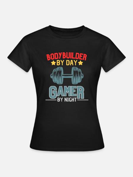 Gamer Bodybuilder Kraftsport Design - Frauen T-Shirt - Schwarz