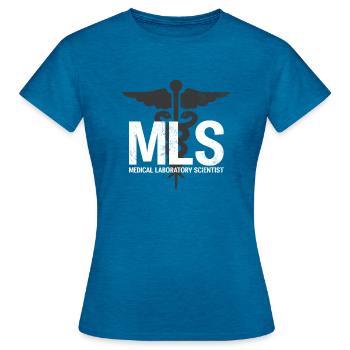 Scientifique de laboratoire médical Funny MLS Lab - T-shirt Femme - bleu saphir antique chiné - Devant - AI Model Female 172 dark (172cm)