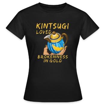 KINTSUGI AIMAIT LA BRISURE EN OR - T-shirt Femme - noir - Devant - AI Model Female 172 dark (172cm)