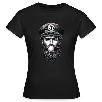 Nordsee Kaugummiblase Kapitän Seemann - Frauen T-Shirt - Schwarz - Vorne - AI Model Female 172 dark (172cm)