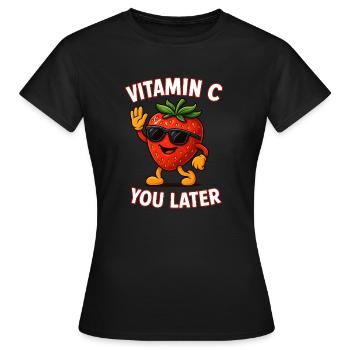 Lustige Erdbeere Vitamin C Obst Früchte - Frauen T-Shirt - Schwarz - Vorne - AI Model Female 172 dark (172cm)