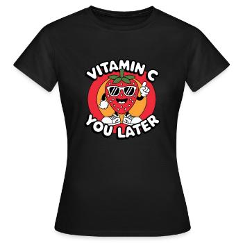 Vitamine C Fruit Drôle de Fraise - T-shirt Femme - noir - Devant - AI Model Female 172 dark (172cm)