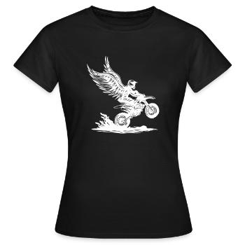 Geflügelter Dirtbike-Fahrer im Soaring Adventure - Frauen T-Shirt - Schwarz - Vorne - AI Model Female 172 dark (172cm)