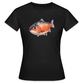 Saumon Saumon - T-shirt Femme - noir - Devant - AI Model Female 172 dark (172cm)