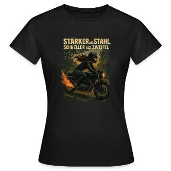 Stronger than steel Faster than doubt - Women's T-Shirt - black - Front - AI Model Female 172 dark (172cm)