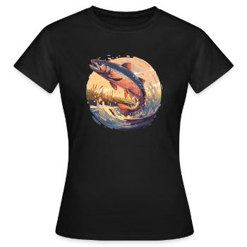 Saumon Saumon - T-shirt Femme - noir - Devant - AI Model Female 172 dark (172cm)