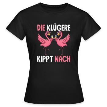 The smarter one tips over to Malle girls JGA Flamingo - Women's T-Shirt - black - Front - AI Model Female 172 dark (172cm)