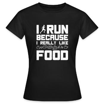Marathonien Je cours J’aime la nourriture Course à pied - T-shirt Femme - noir - Devant - AI Model Female 172 dark (172cm)