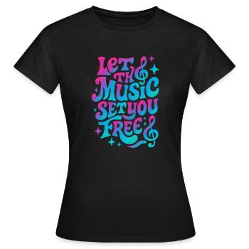 Lassen Sie sich von der Musik befreien, Retro Vibes - Frauen T-Shirt - Schwarz - Vorne - AI Model Female 172 dark (172cm)