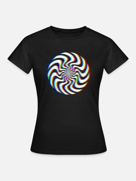 Glitch Spirale – Optische Täuschung - Frauen T-Shirt - Schwarz