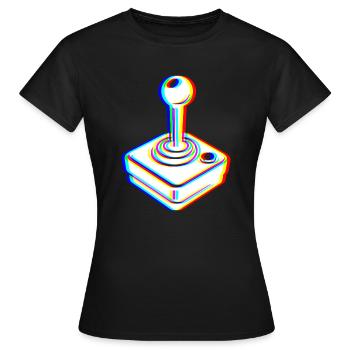 Glitch Joystick – Retro Gaming - Frauen T-Shirt - Schwarz - Vorne - AI Model Female 172 dark (172cm)