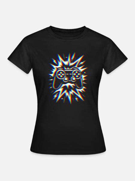 Glitch Controller – Gaming Explosion - Frauen T-Shirt - Schwarz