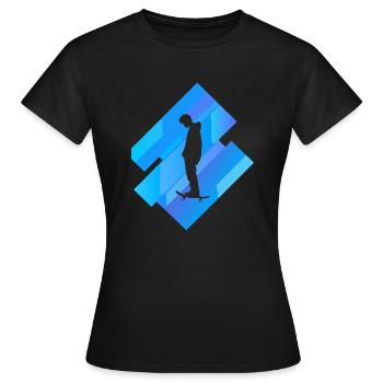 Skater Kickflip Longboard - Frauen T-Shirt - Schwarz - Vorne - AI Model Female 172 dark (172cm)