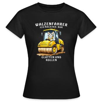 WALZENFAHRER GLÄTTEN UND ROLLEN - Frauen T-Shirt - Schwarz - Vorne - AI Model Female 172 dark (172cm)