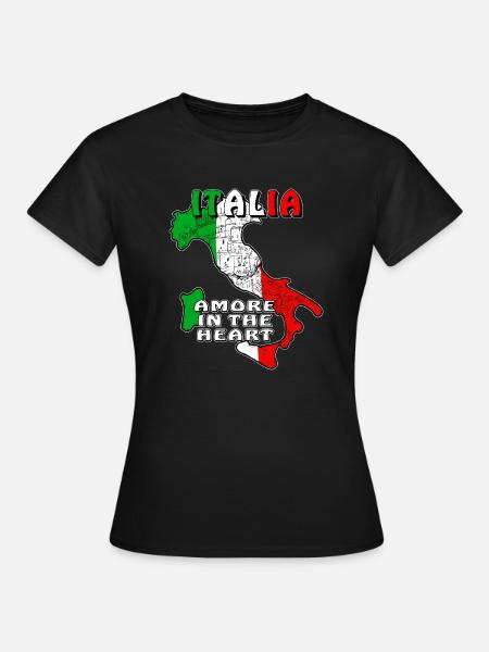 ITALIA AMORE W SERCU - Koszulka damska - czarny